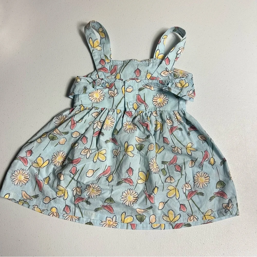 Carters Floral Sundress with Ruffle Straps Birds Flowers Plants Themed 12 Months - Picture 2 of 4